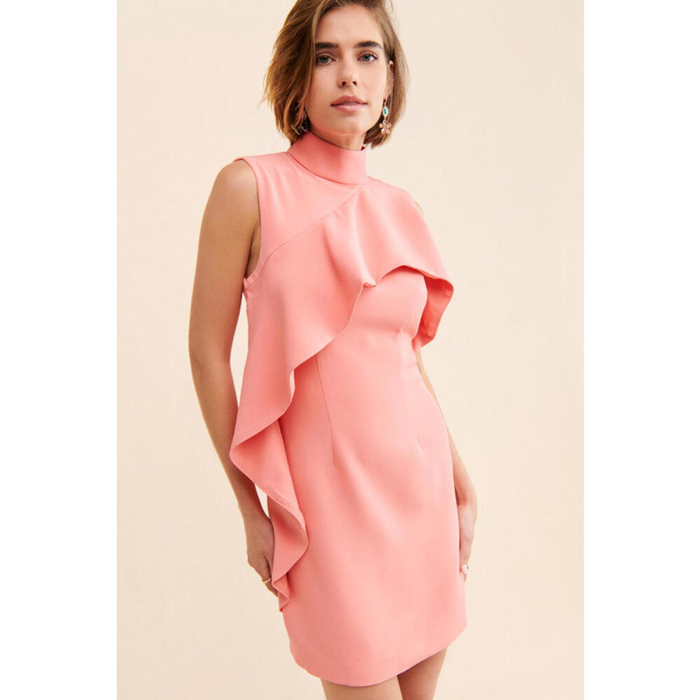 Anthropologie x Keepsake - Ruffle Fitted Mini Dress, peach, size 4